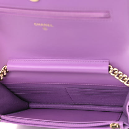 Chanel Caviar Quilted Boy Wallet On Chain WOC Purple 5 of 13