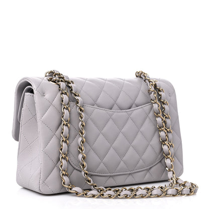Chanel Lambskin Quilted Small Double Flap Light Grey 3 of 10