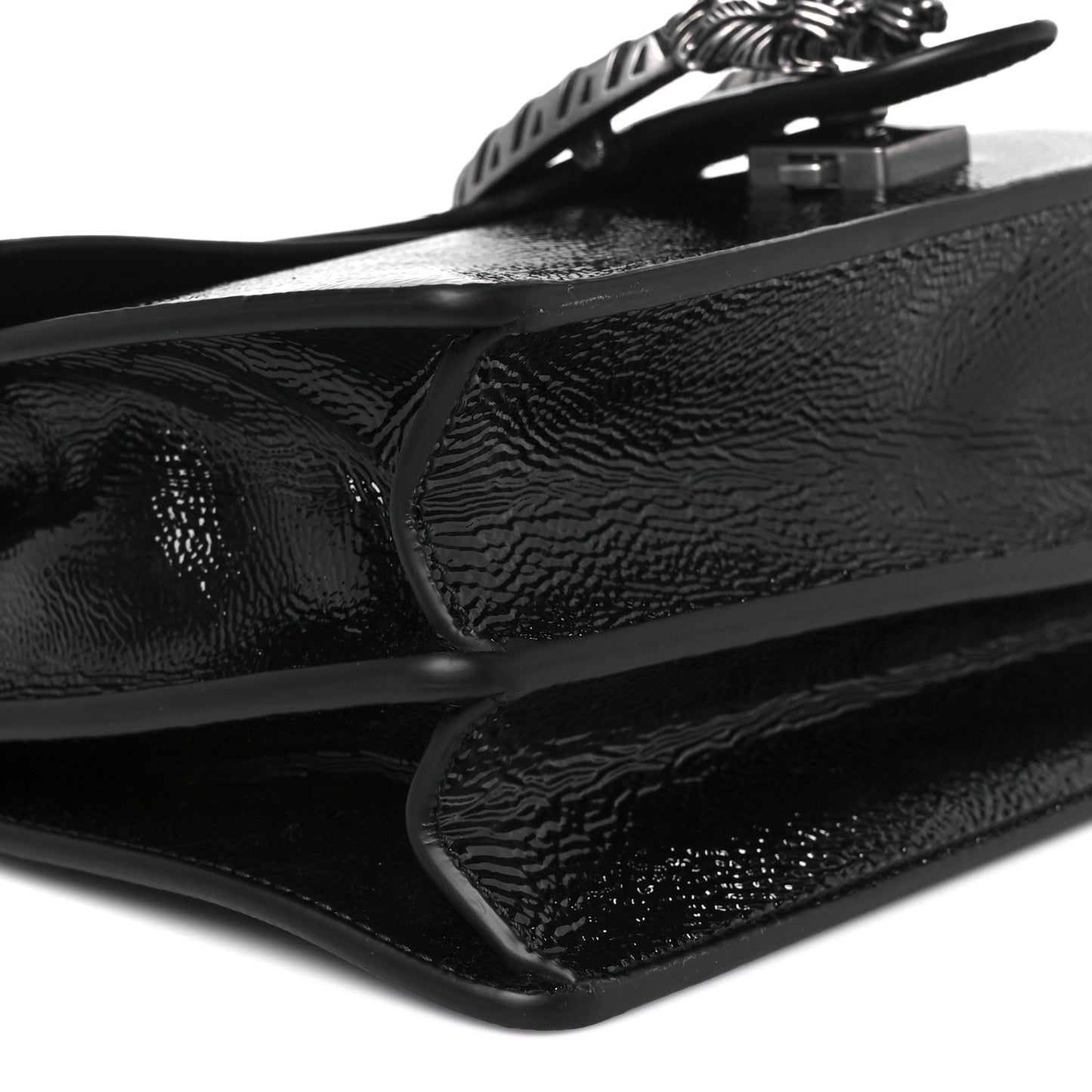 Crinkled Patent Small Dionysus Shoulder Bag Black