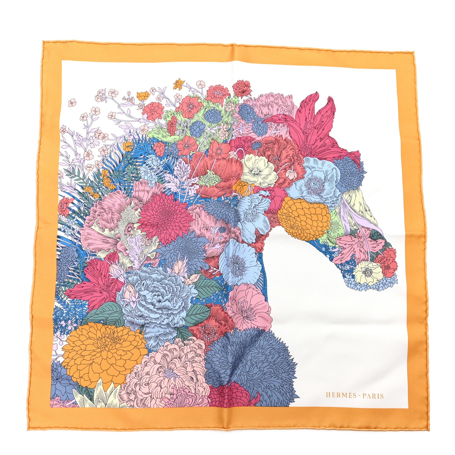 Hermes Silk Robe Legere Scarf 45 Miel White Rose Brun 1 of 3