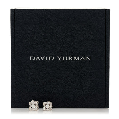 David Yurman 18K White Gold Diamond 9mm Venetian Quatrefoil Stud Earrings 5 of 5