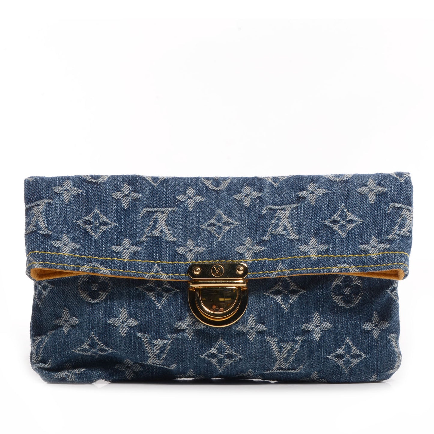 Monogram Denim Pochette Plat Clutch Blue