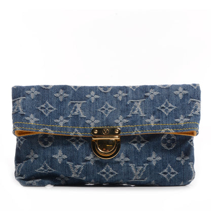 Louis Vuitton Monogram Denim Pochette Plat Clutch Blue 1 of 7