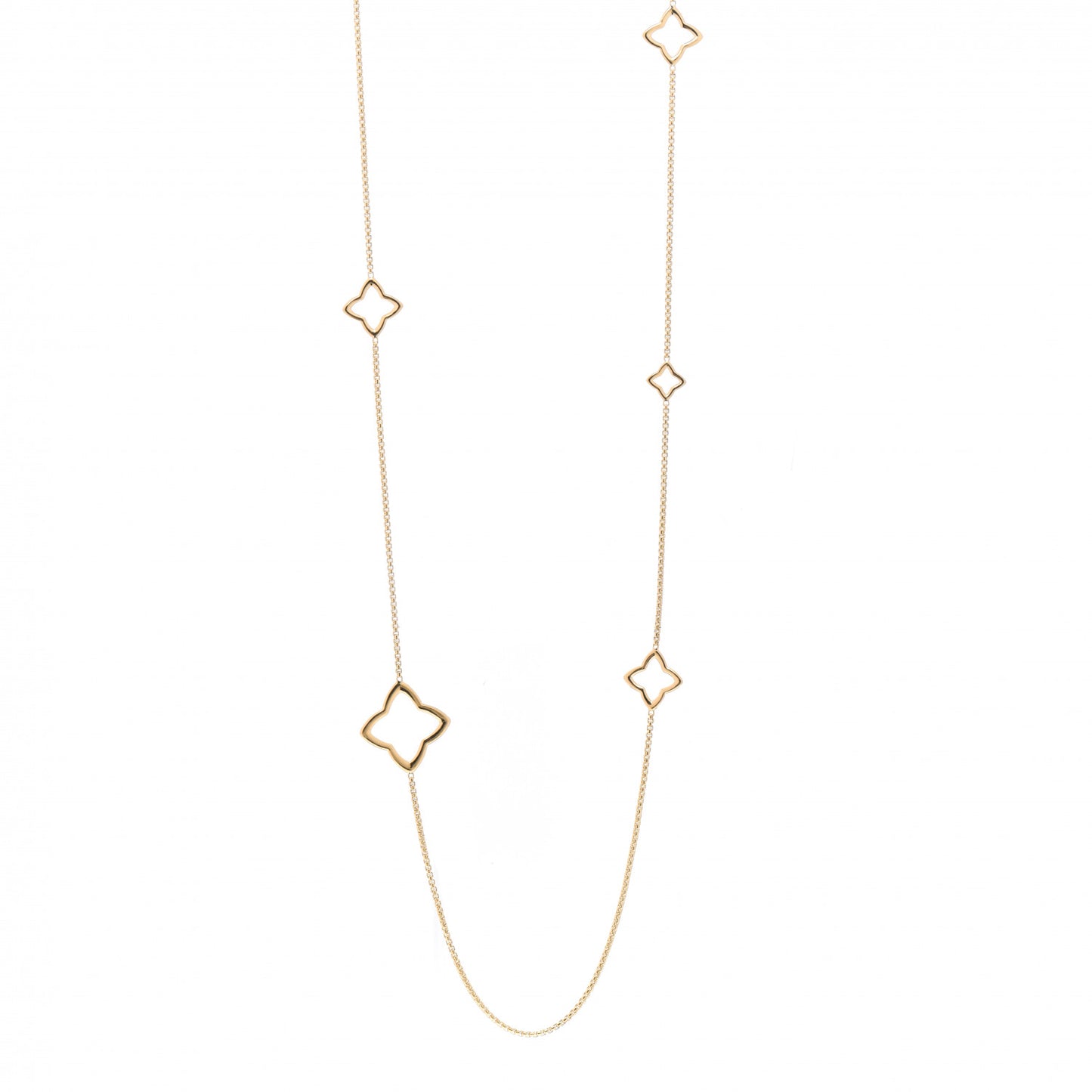 18K Yellow Gold Quatrefoil Station Necklace
