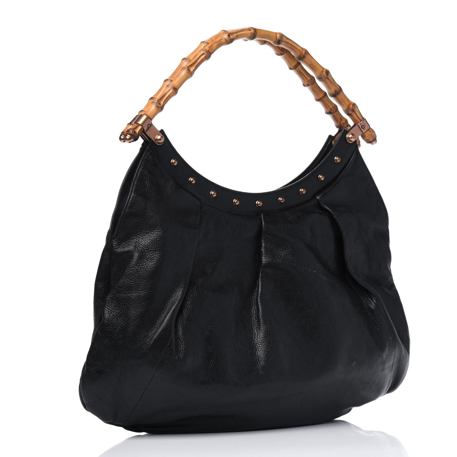 Gucci Calfskin Bamboo Top Handle Bag Black 2 of 7