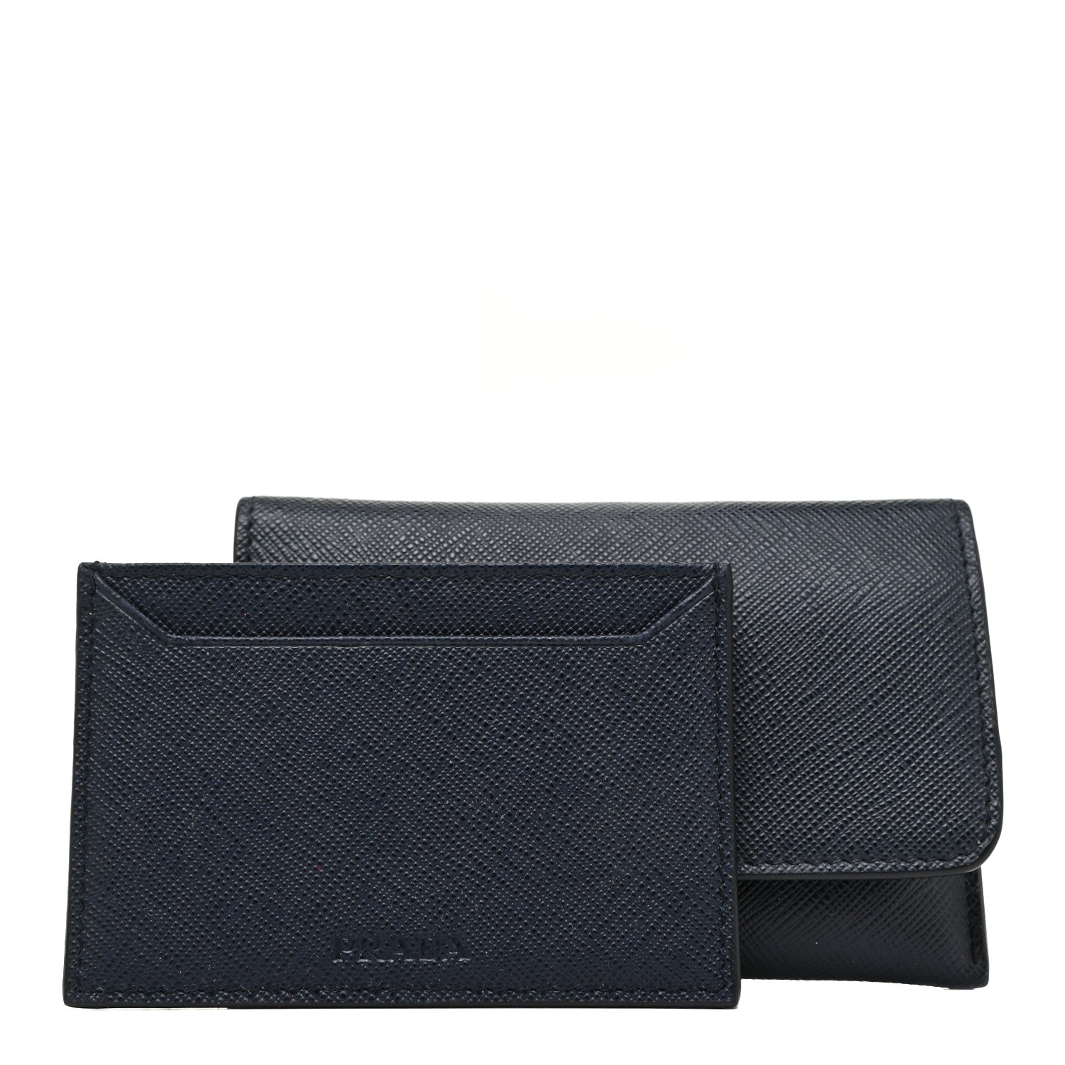 Prada Saffiano Metal Flap Wallet Baltico 2 of 11