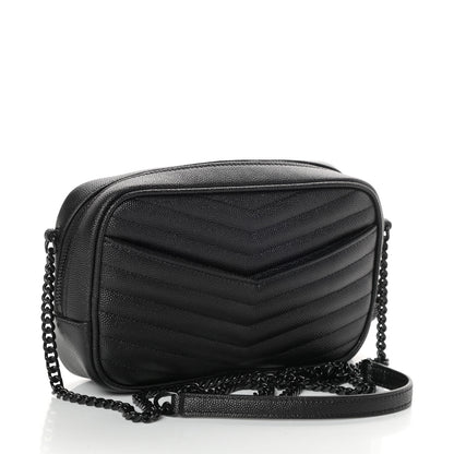 Saint Laurent Grain De Poudre Matelasse Monogram Mini Lou Camera Bag Black 3 of 9