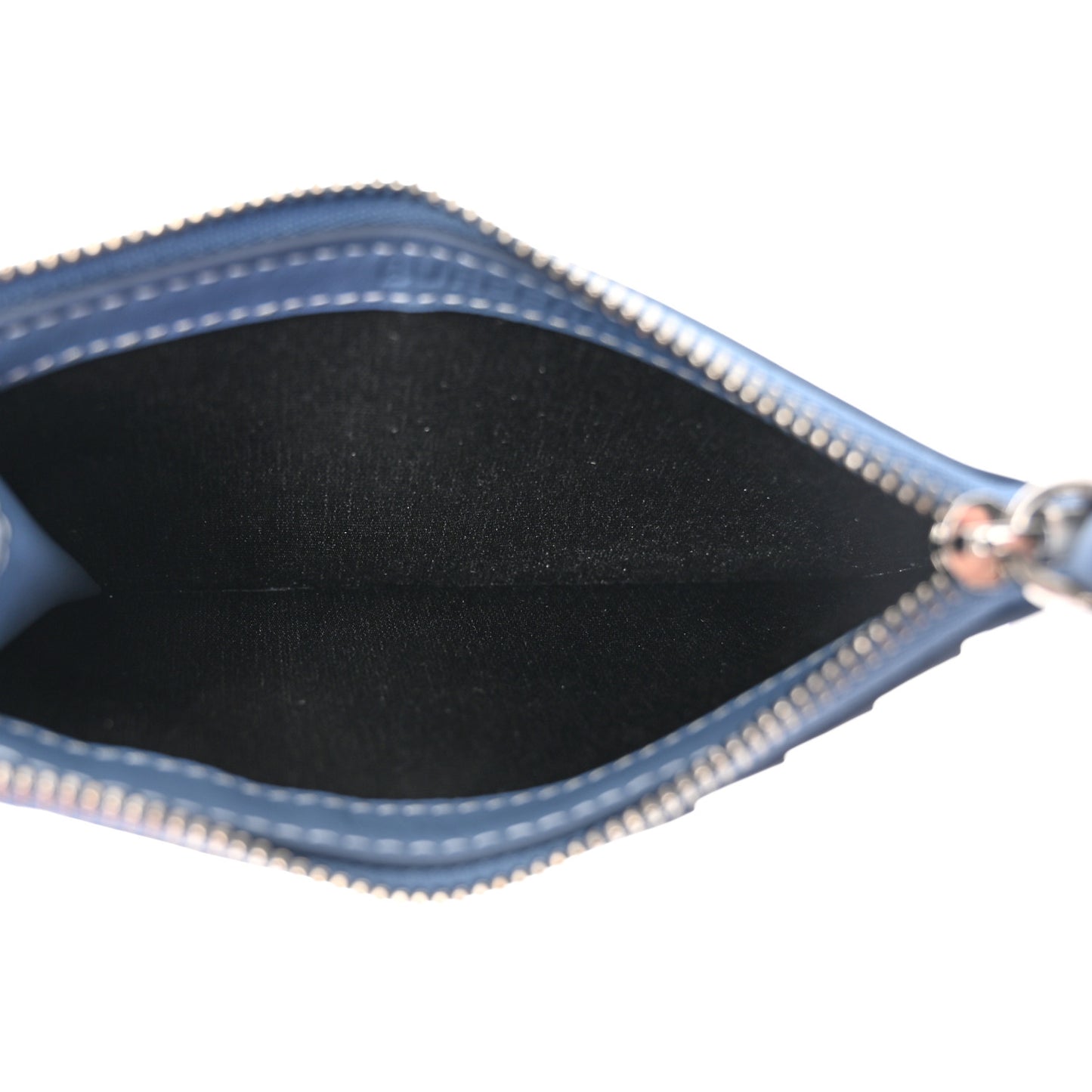Calfskin London England Print Logo Card Holder Light Blue