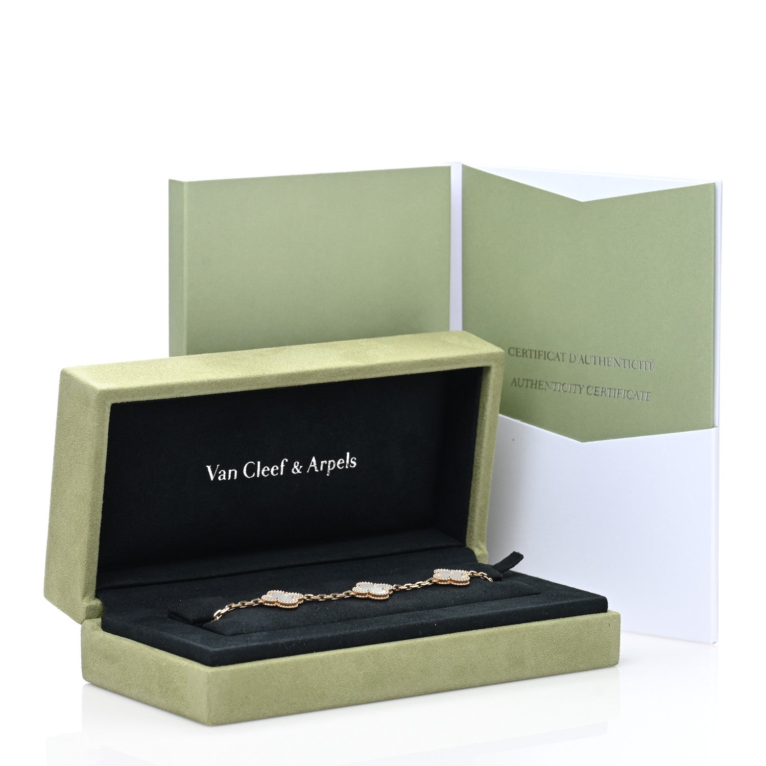 Van Cleef & Arpels 18K Yellow Gold Mother of Pearl 5 Motifs Vintage Alhambra Bracelet 4 of 4