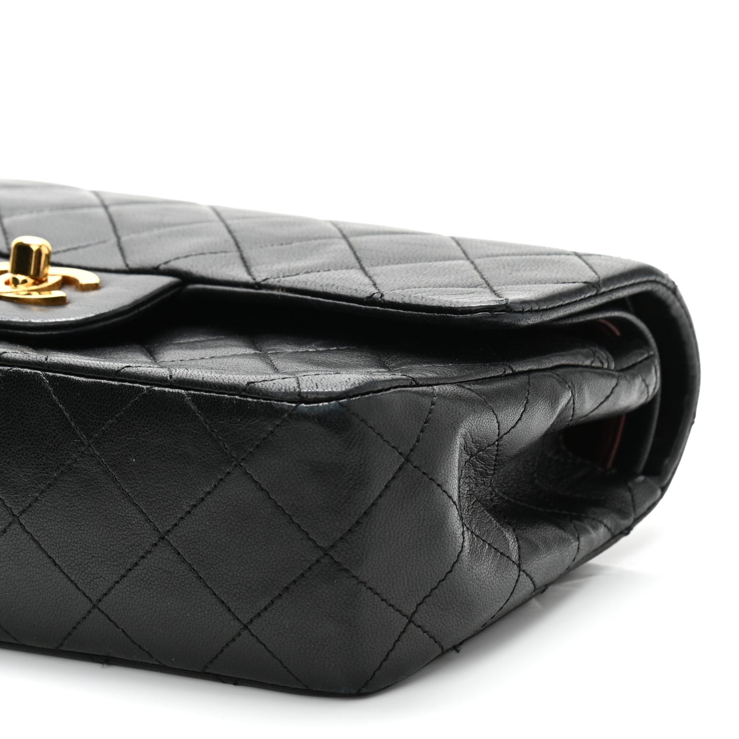 Lambskin Quilted Small Double Flap Black