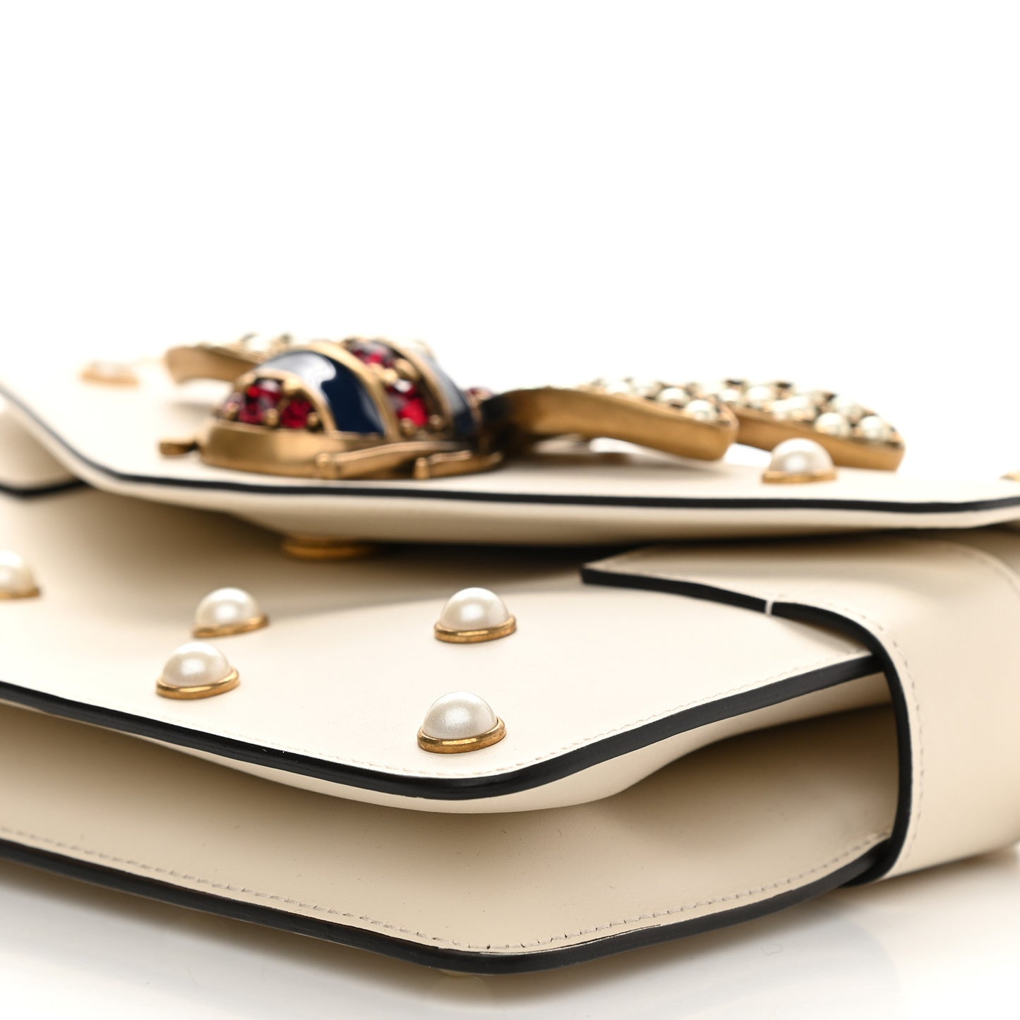 Nappa Pearl Studded Mini Queen Margaret Broadway Shoulder Bag Mystic White