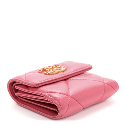 Chanel Lambskin Quilted Chanel 19 Small Flap Wallet Pink 4 of 12