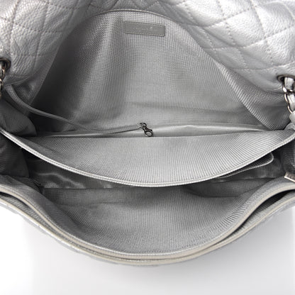 Chanel Metallic Calfskin Quilted XXL Travel Flap Bag Silver 4 of 9
