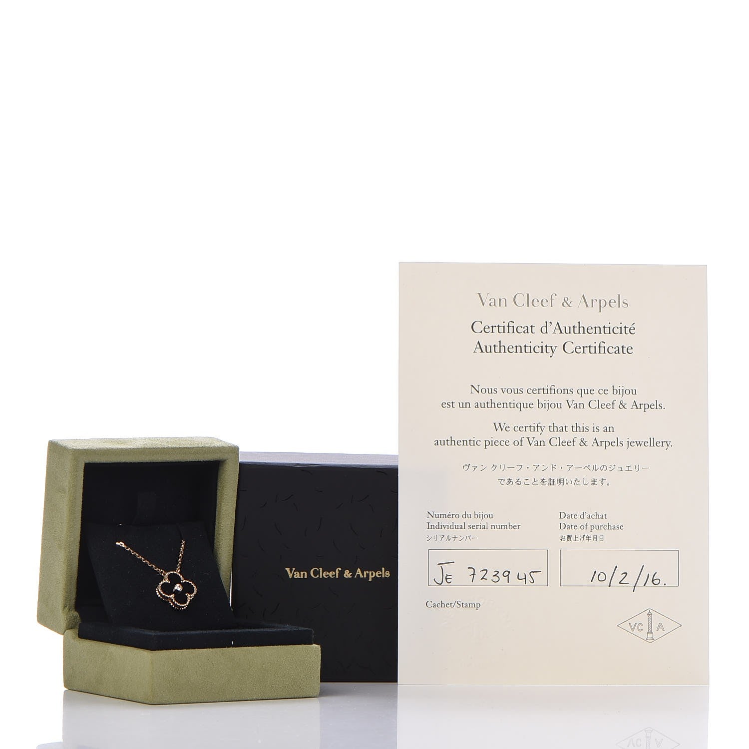 Van Cleef & Arpels 18K Rose Gold Diamond Black Onyx Vintage Alhambra Pendant Necklace 6 of 6