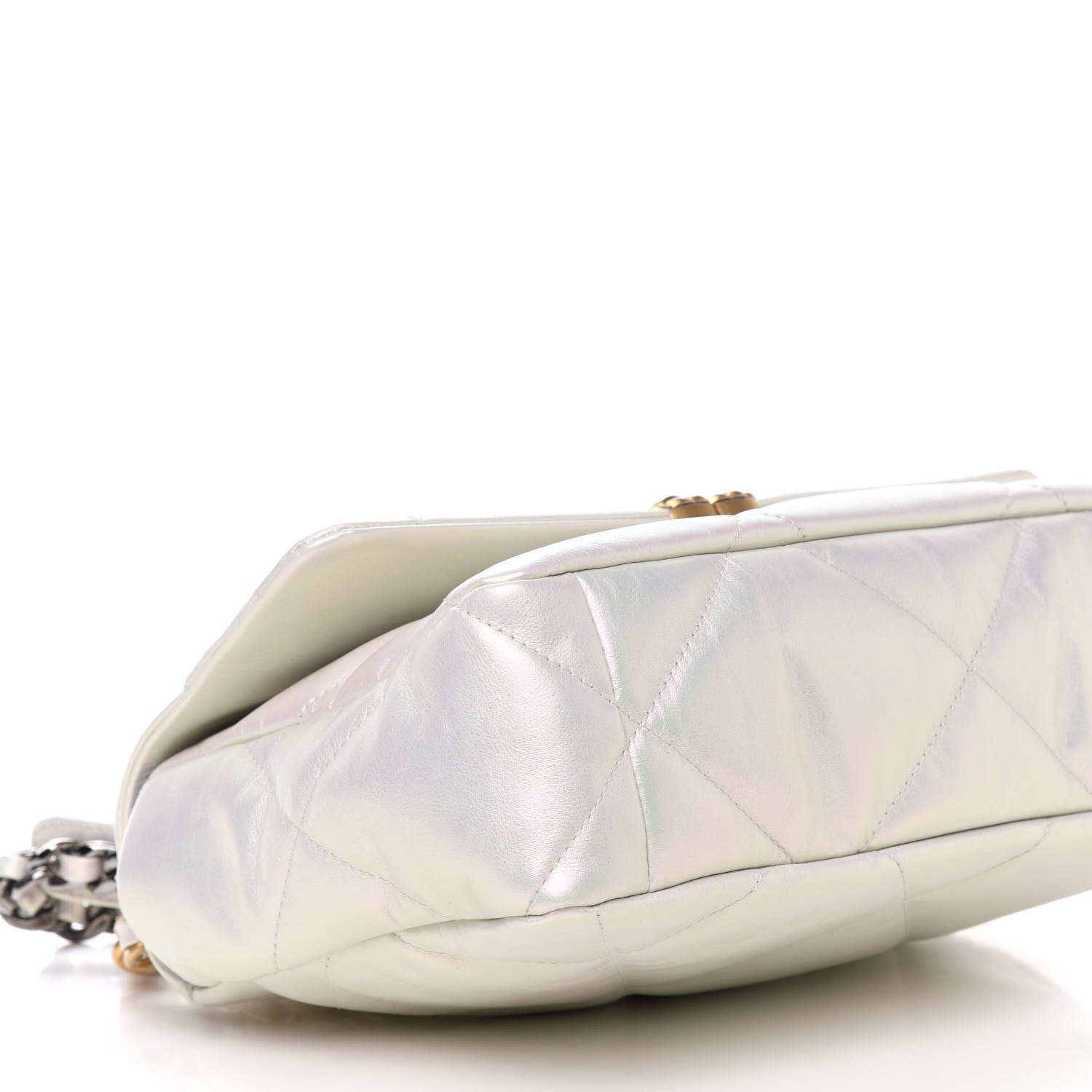 Chanel Iridescent Calfskin Quilted Large 19 Flap White 8 of 11