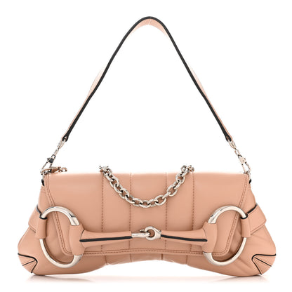Gucci Nappa Vertical Matelasse Medium Maxi Horsebit Chain Shoulder Bag Rose Beige 1 of 10