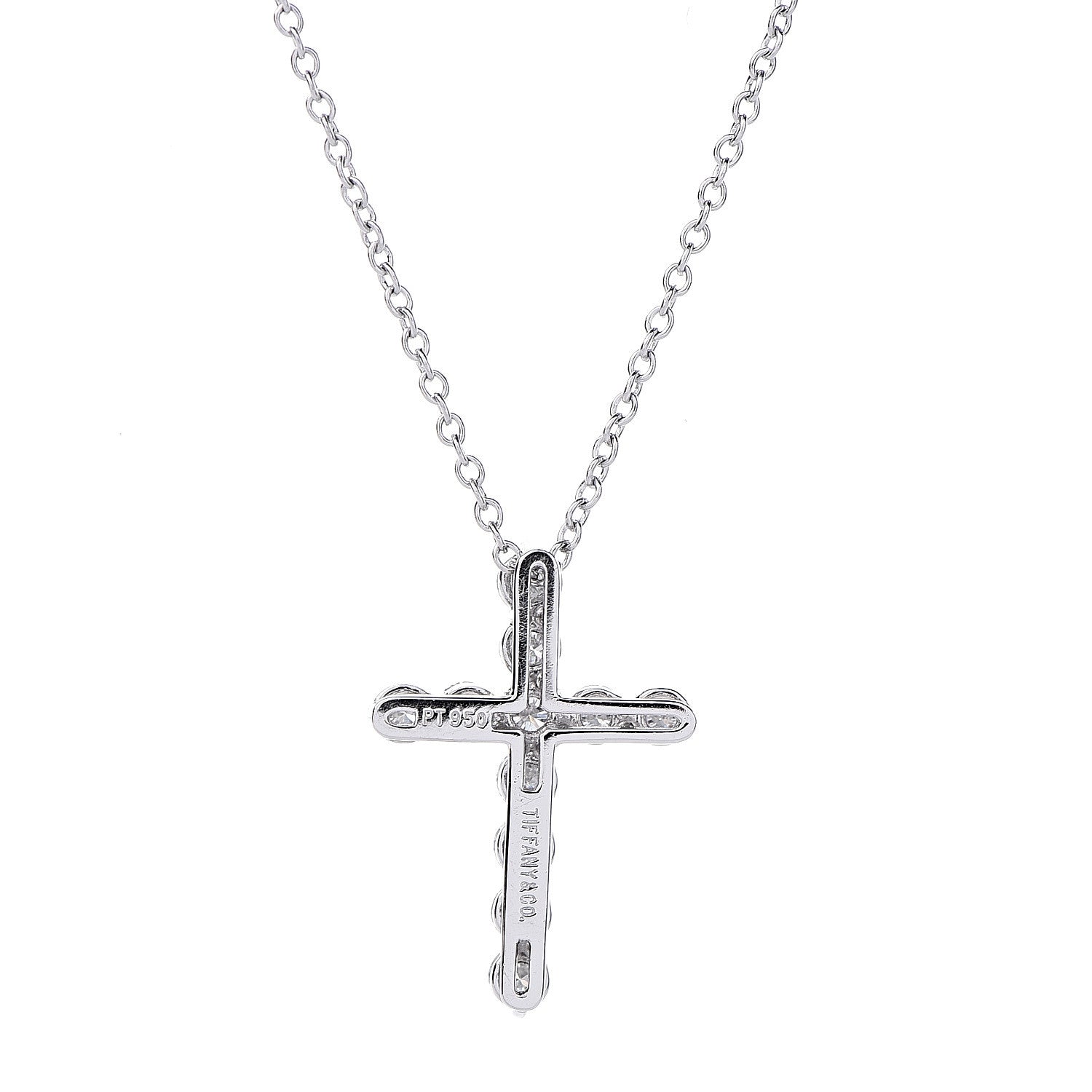 Tiffany Platinum Diamond Small Cross Pendant Necklace 5 of 8