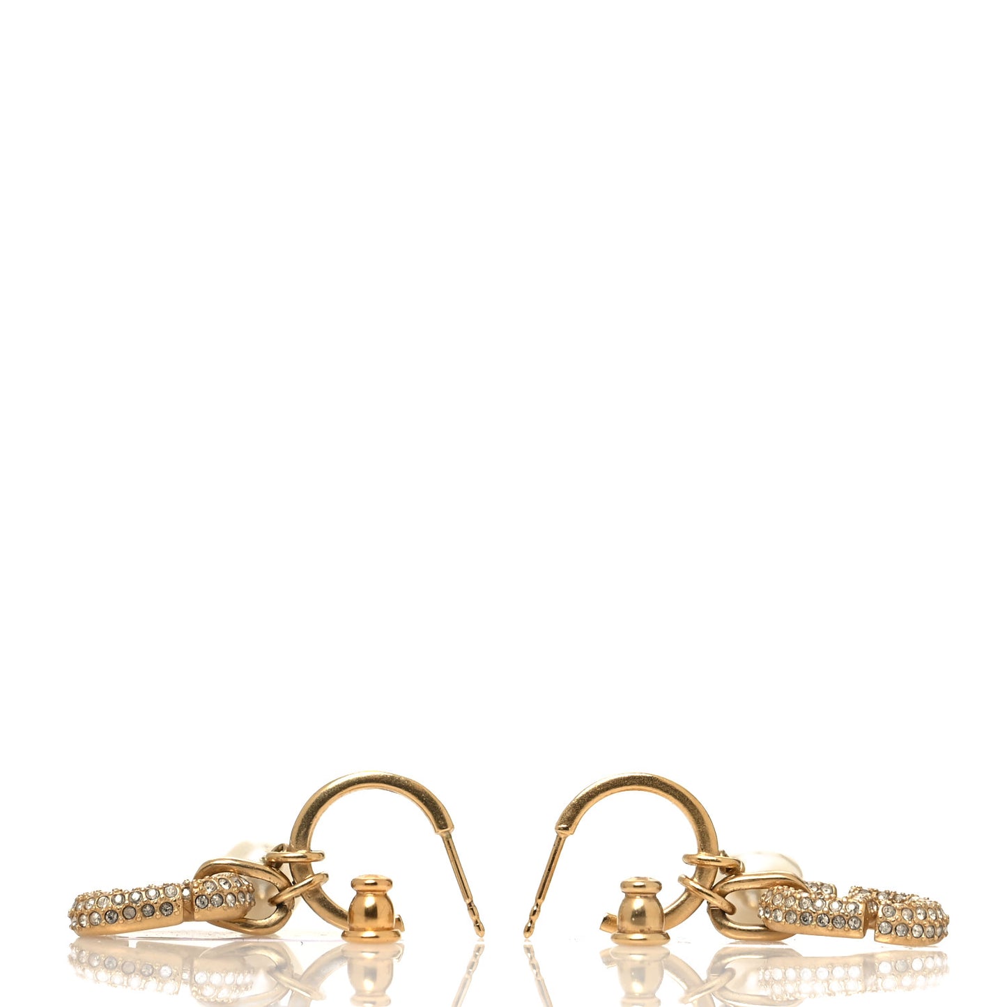 Pearl Crystal CD Hoop Earrings Gold
