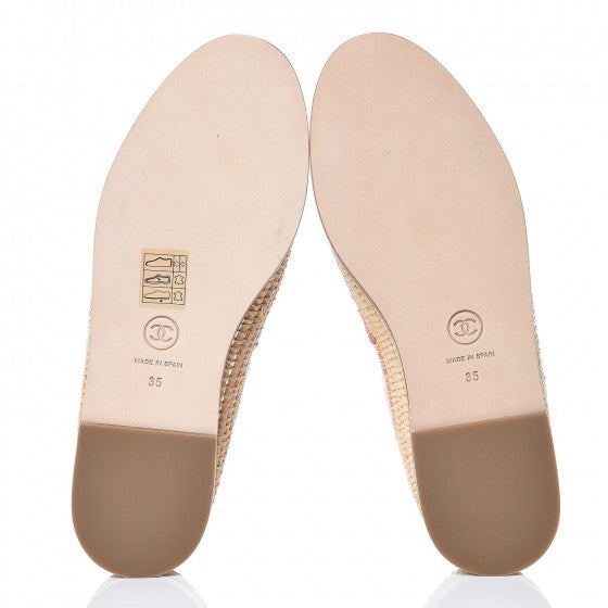 Lambskin Grosgrain CC Espadrilles 35 Pink Black