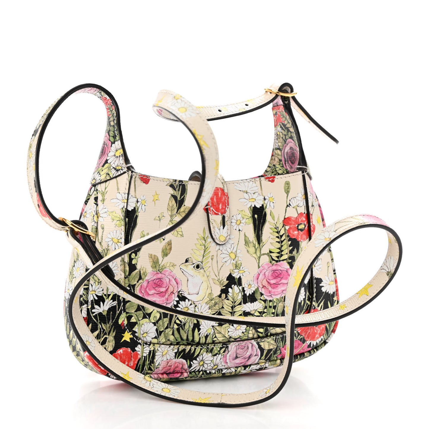 X YUKO HIGUCHI Shangai Calfskin Floral Print Mini Jackie 1961 Hobo White Multicolor