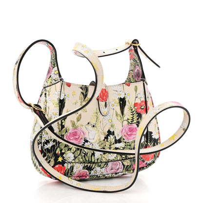 Gucci X YUKO HIGUCHI Shangai Calfskin Floral Print Mini Jackie 1961 Hobo White Multicolor 3 of 14