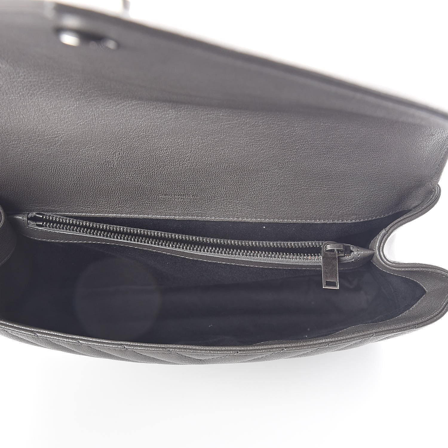 Saint Laurent Sheepskin Matelasse Chevron Monogram Large College Satchel Dark Asphalt 5 of 9