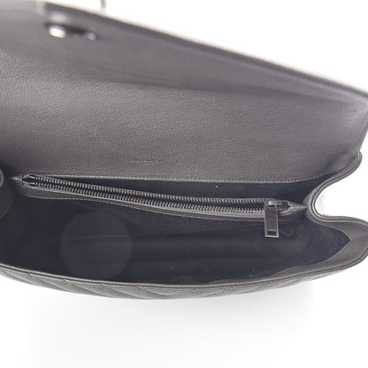 Saint Laurent Sheepskin Matelasse Chevron Monogram Large College Satchel Dark Asphalt 5 of 9