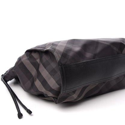 Burberry Nylon Check Small Buckleigh Packable Tote Charcoal 9 of 13