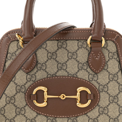 Gucci GG Supreme Monogram Azalea Calfskin Mini Horsebit 1955 Top Handle Bag Beige Ebony Brown Sugar 8 of 10