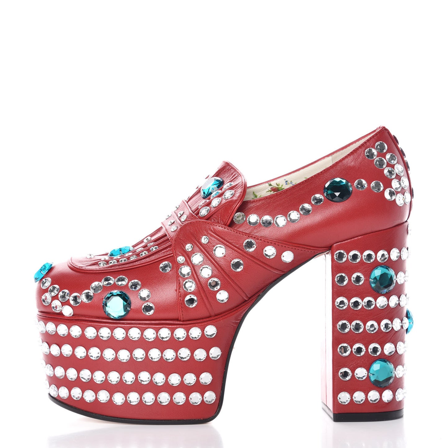 Malaga Kid Crystal Amilna Platform Loafer 37.5 Hibiscus Red