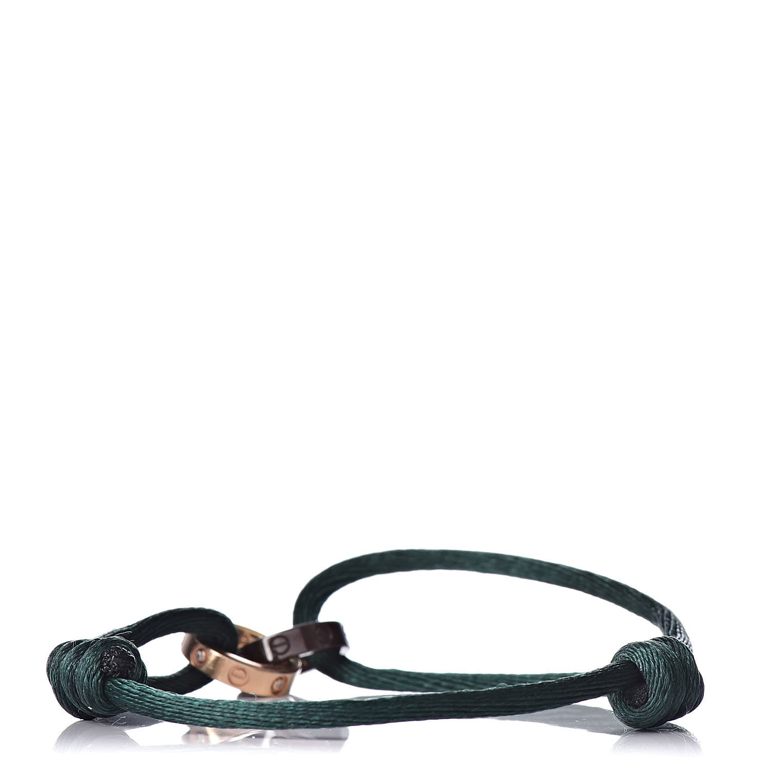 Cartier 18K Pink Gold Brown Ceramic 4 Diamond LOVE Cord Bracelet Green 3 of 6