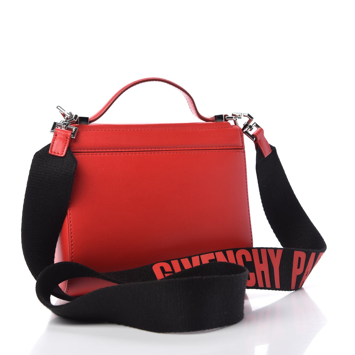 Calfskin Mini Pandora Box Logo Strap Crossbody Bag Medium Red