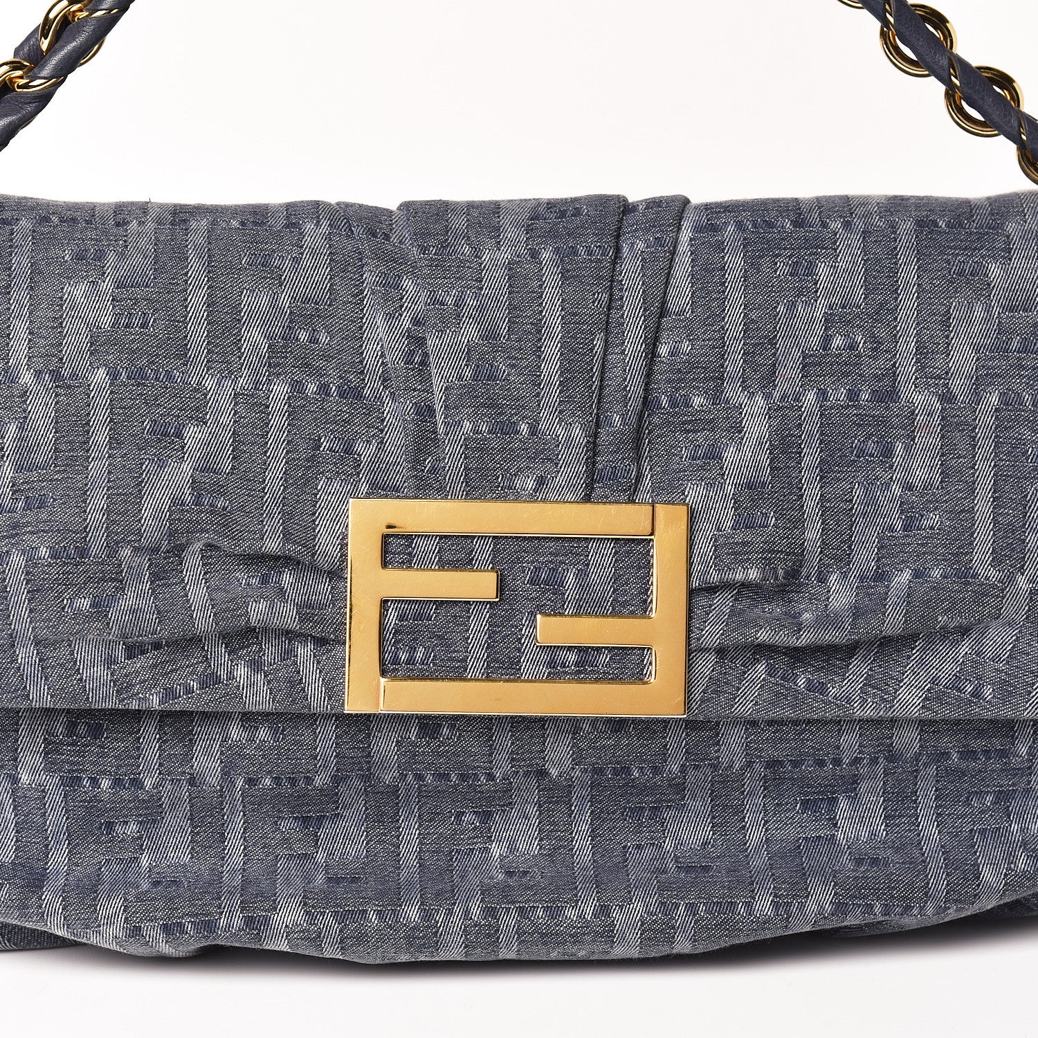 Fendi Denim Zucca Mia Shoulder Flap Blue 11 of 11