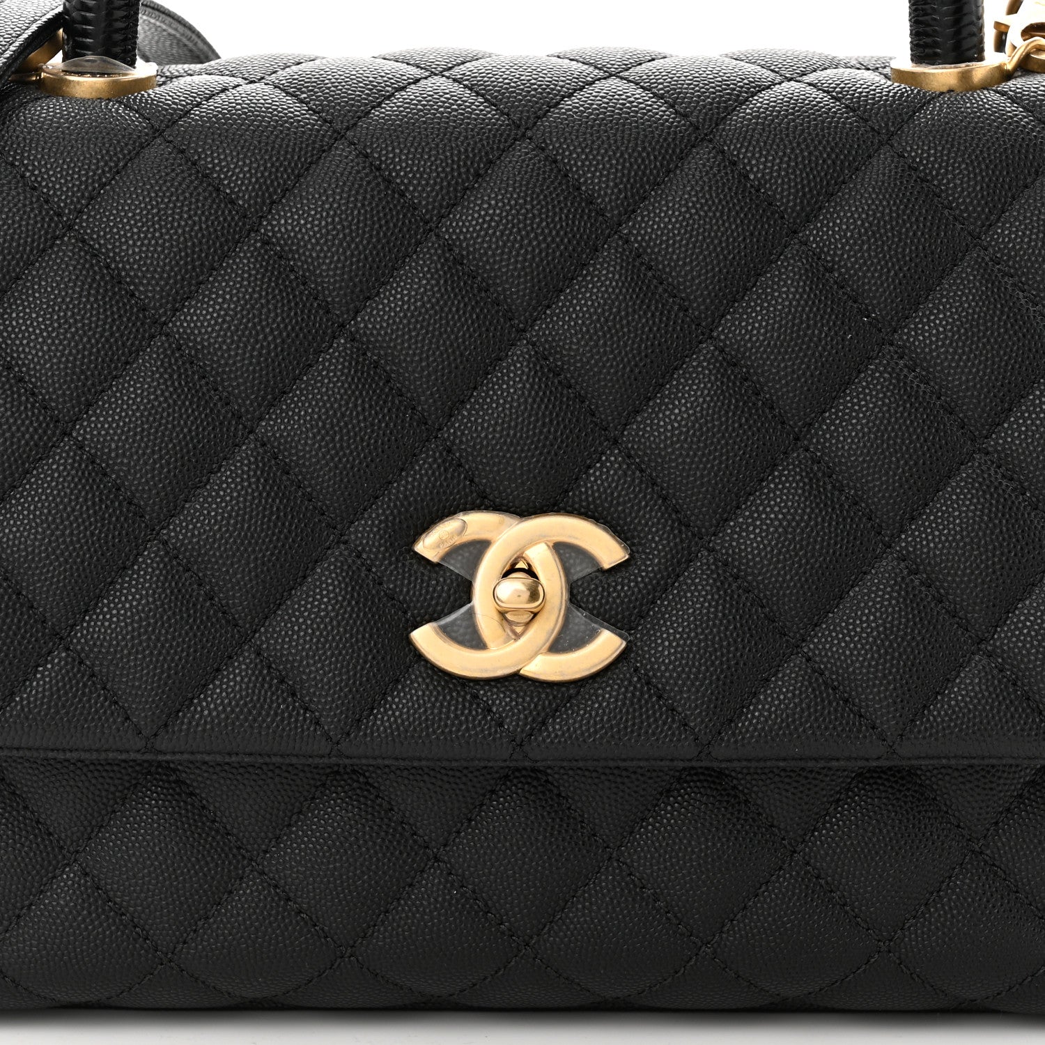 Chanel Caviar Lizard Embossed Quilted Small Coco Handle Flap Black 8 of 10