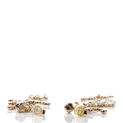 Chanel Metal Glass Swirling Pearls Dangle Earrings Gold 3 of 4