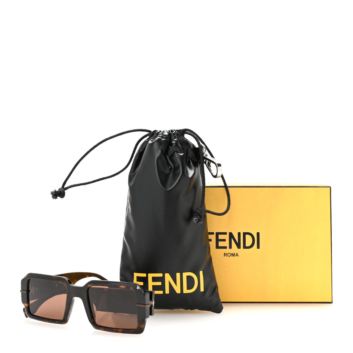 Acetate Jacquard FF Fendigraphy Square Sunglasses FE40073U Brown