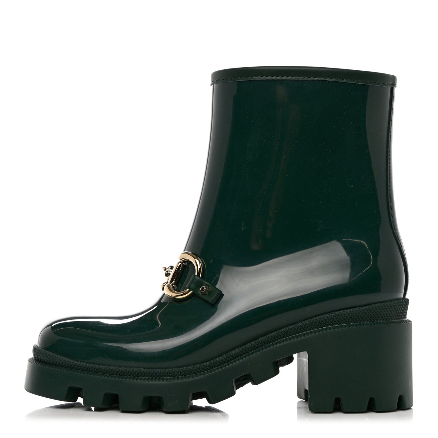 Rubber Womens Horsebit Ankle Boots 37 Vintage Green