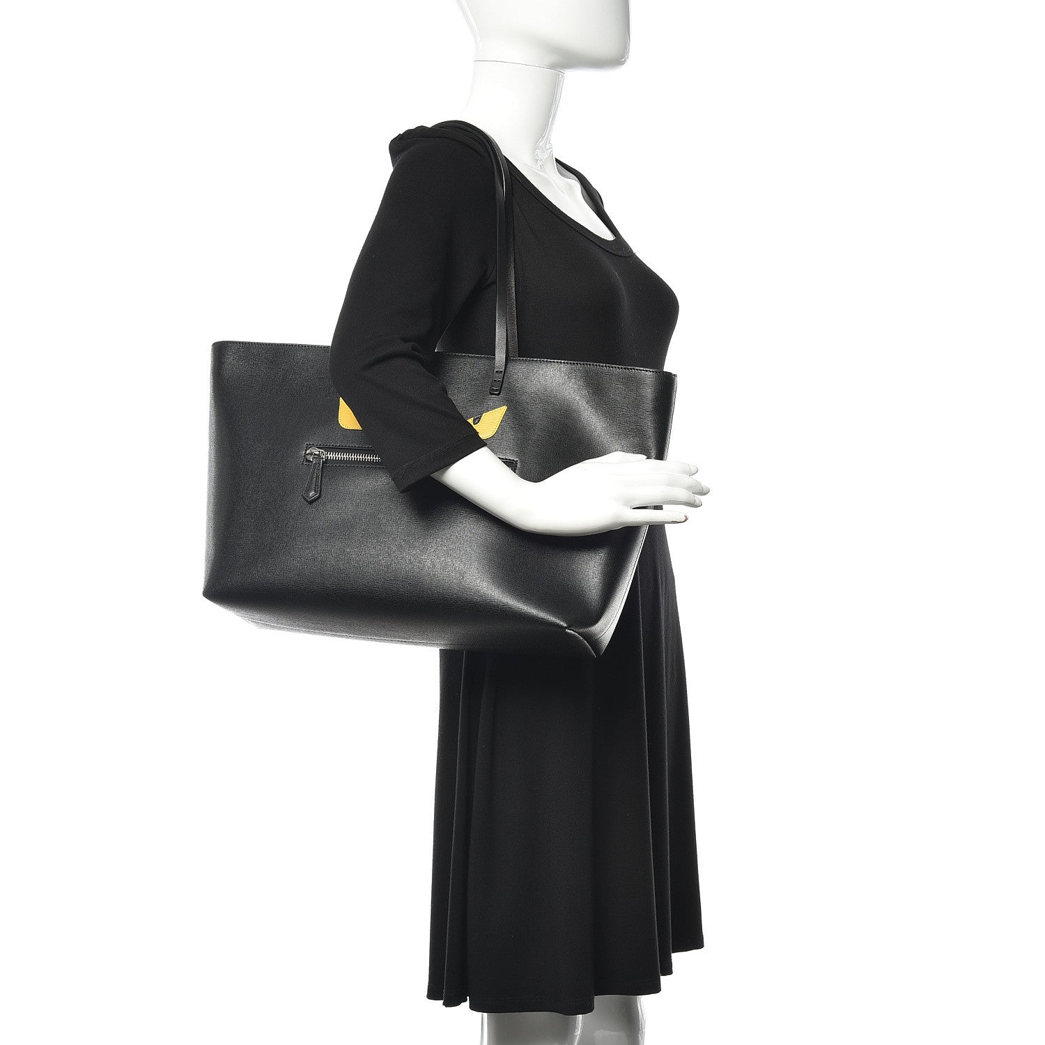 Fendi Vitello Elite Cuoio Monster Buggies Medium Roll Tote Black Multicolor Blue Cobalto 2 of 12