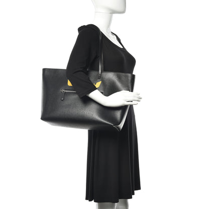 Fendi Vitello Elite Cuoio Monster Buggies Medium Roll Tote Black Multicolor Blue Cobalto 2 of 12