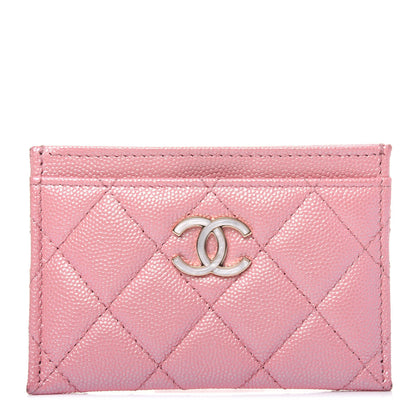 Chanel Iridescent Caviar Quilted Card Holder Rose Pink 1 of 14