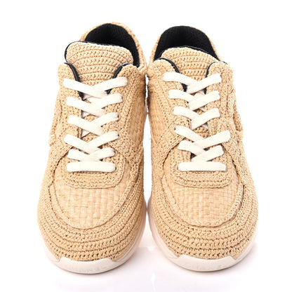 Chanel Braided Raffia Womens CC Sneakers 37.5 Beige 5 of 11