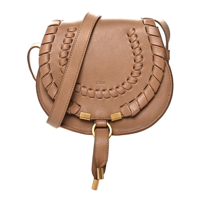 Chloe Calfskin Whipstitch Mini Marcie Round Crossbody Bag Light Tan 1 of 8