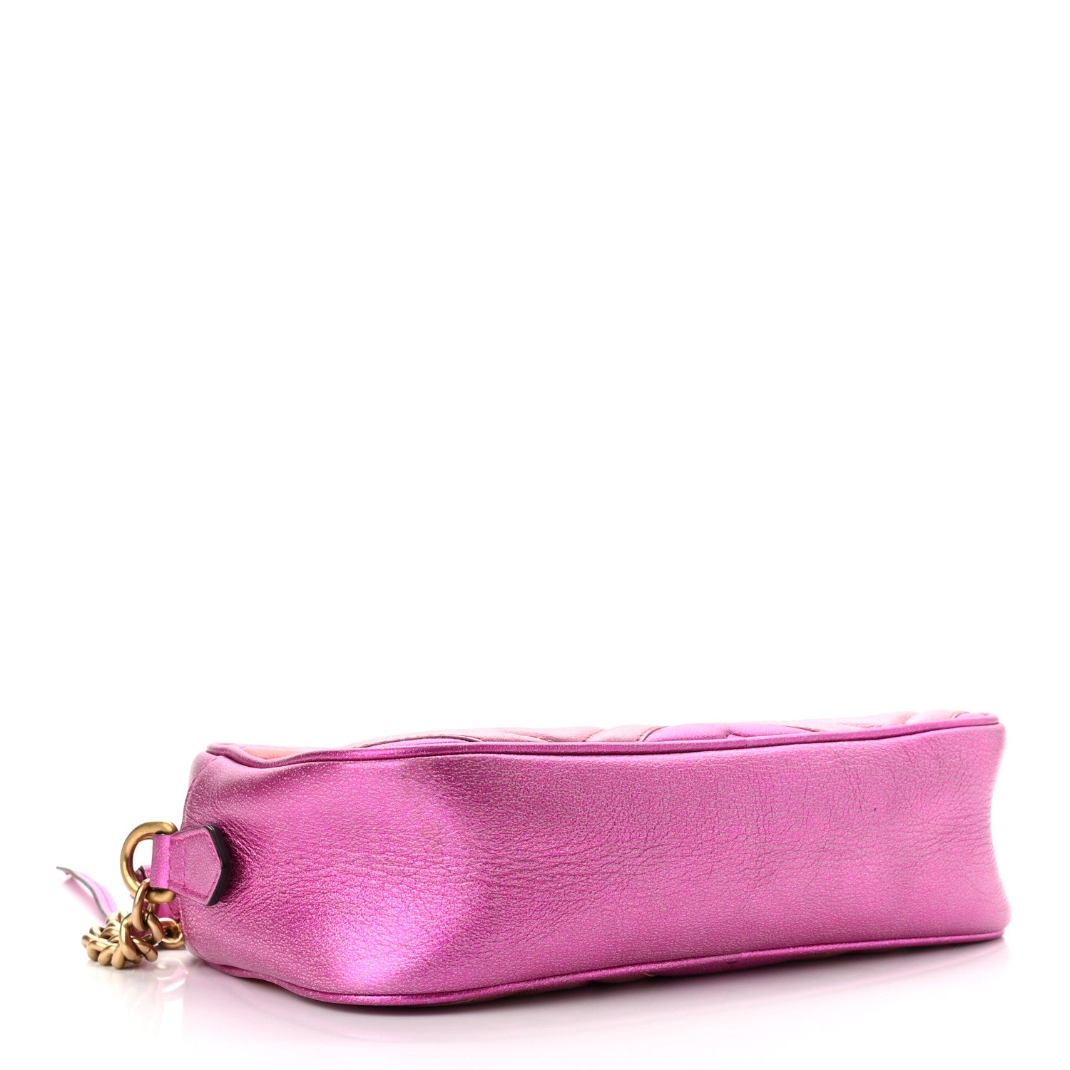 Gucci Laminated Nappa Matelasse Small GG Marmont Chain Shoulder Bag Fuxia Rosso Rosa 4 of 10