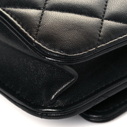 Chanel Lambskin Quilted Wallet On Chain WOC Black 11 of 13