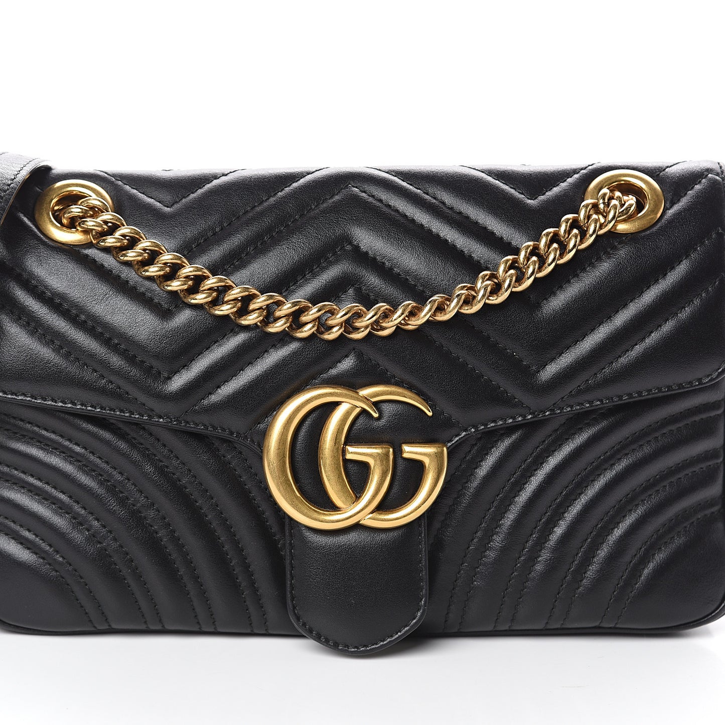 Calfskin Matelasse Small GG Marmont Shoulder Bag Black
