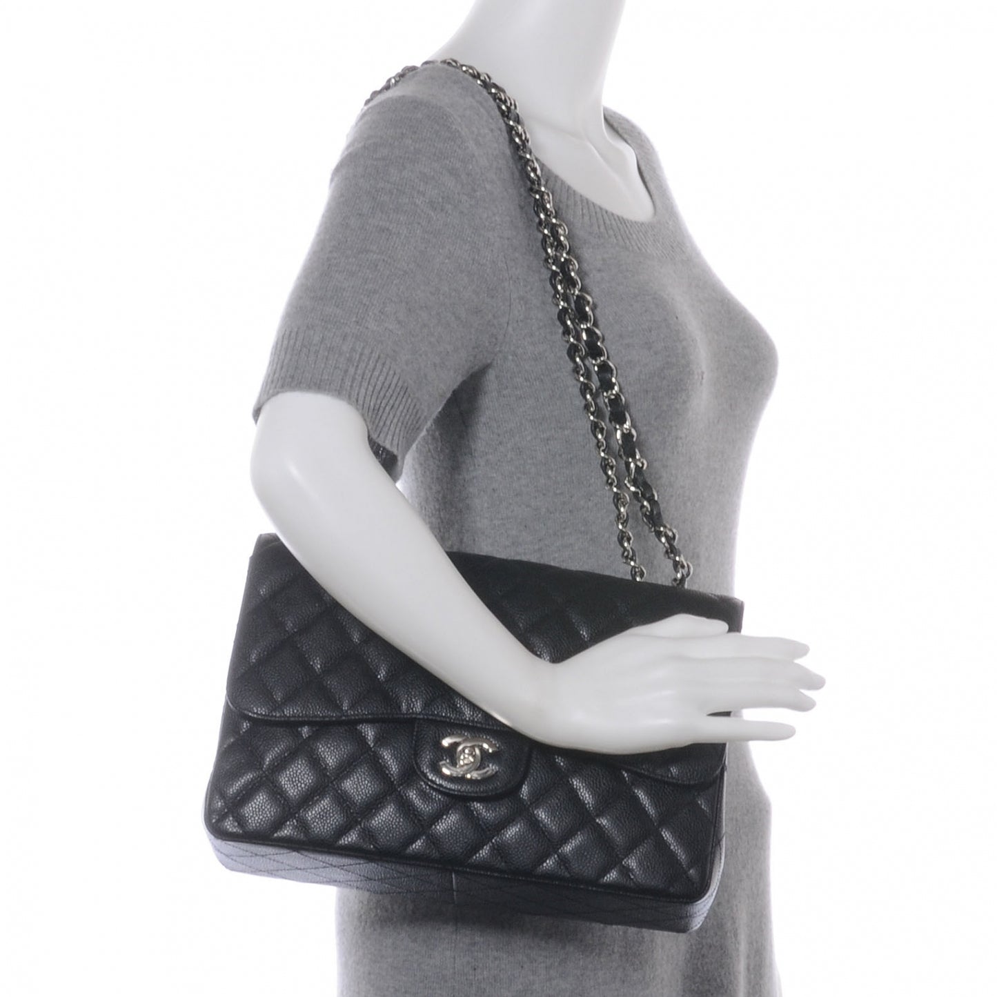 Caviar Jumbo Single Flap Black