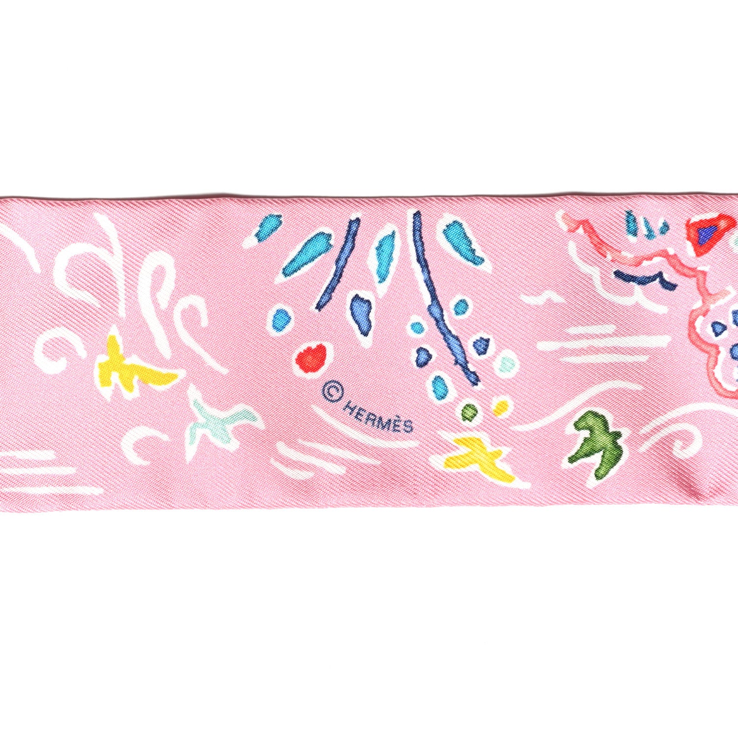 Hermes Silk Isola Di Primavera Twilly Rose Bleu Multicolor 3 of 4