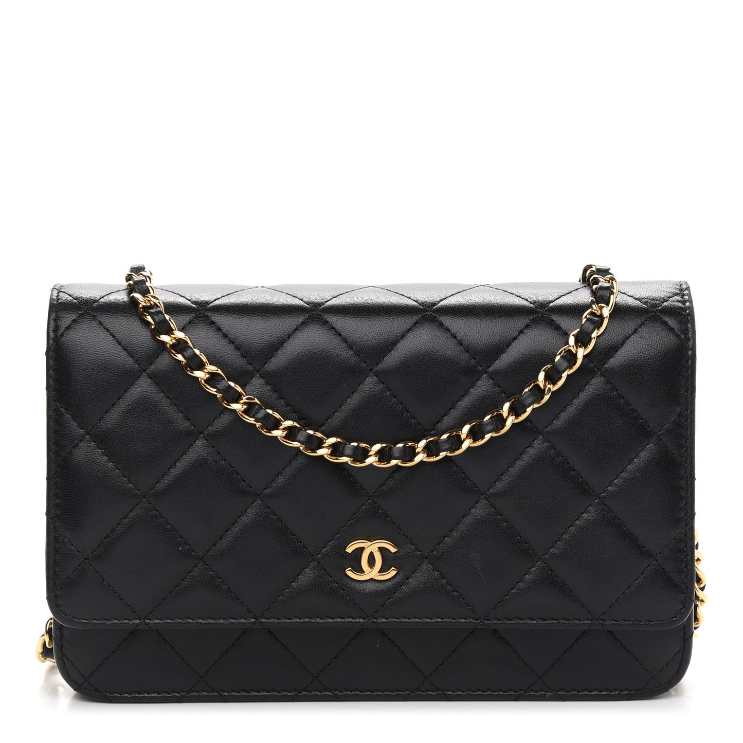 Lambskin Quilted Wallet On Chain WOC Black