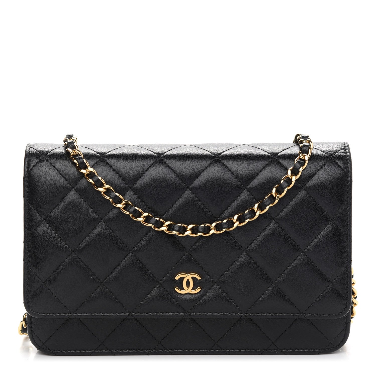 Chanel Lambskin Quilted Wallet On Chain WOC Black 1 of 10