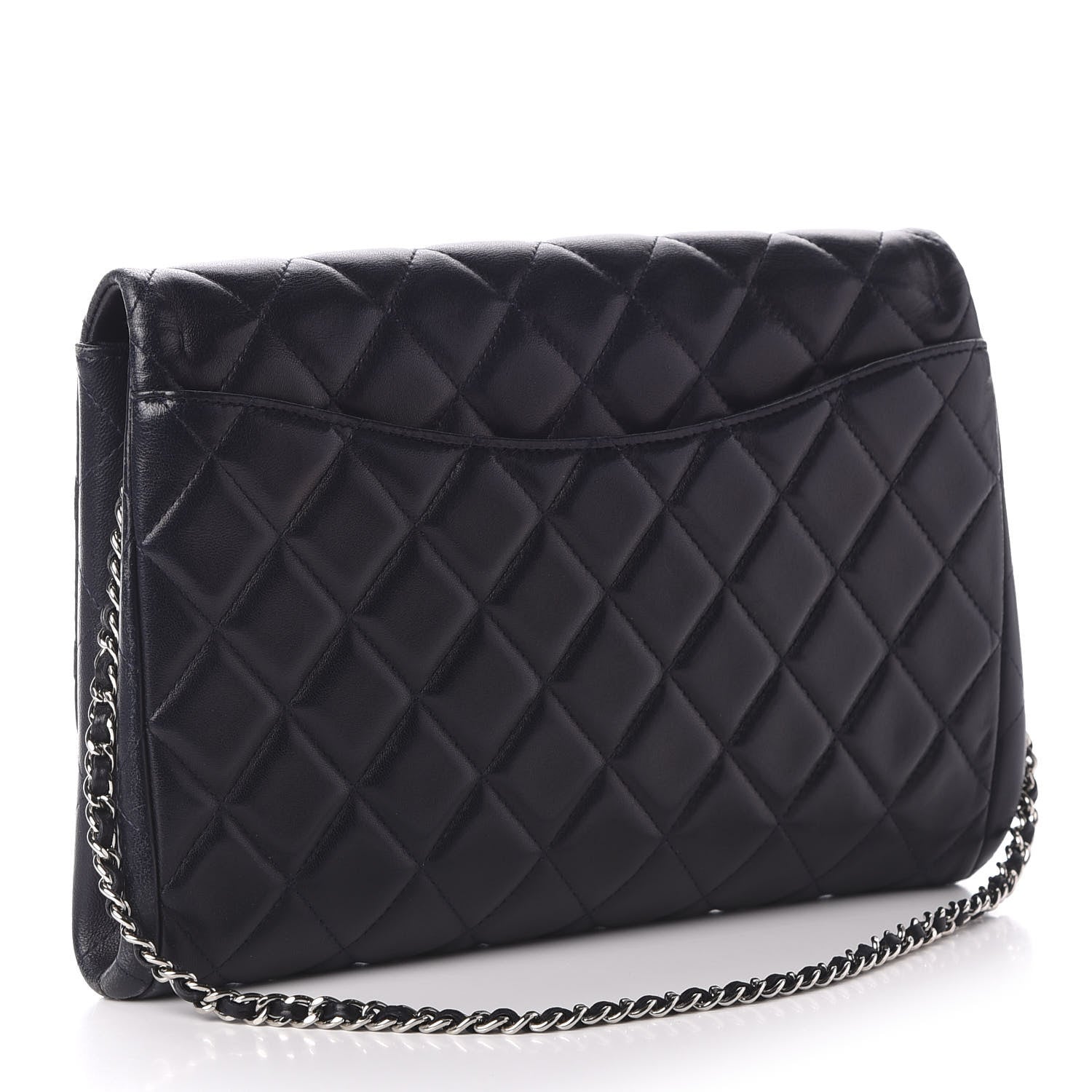 Chanel Lambskin Quilted Clutch With Chain Flap Navy 3 of 11